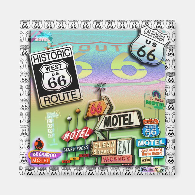ROUTE 66 QUADRAT MAGNET (Vorne)