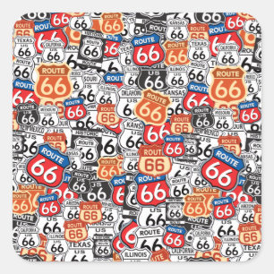 Route 66 quadratischer aufkleber