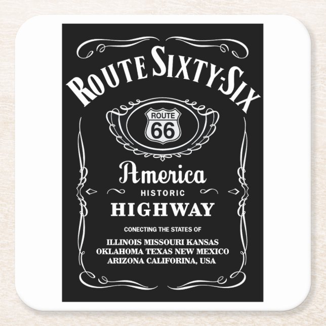 Route 66 rechteckiger pappuntersetzer (Vorderseite)