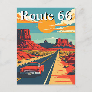 Route 66 Retro-Auto Vintage-Americana-Reise Postkarte