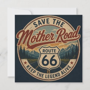 Route 66 Retro Berg-Abzeichen im Nationalpark-Stil Karte