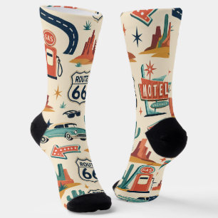 Route 66 Retro Motel Wüstenstraßen-Trip-Stil Socken