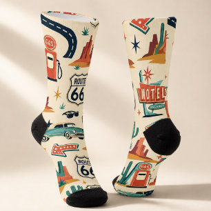 Route 66 Retro Motel Wüstenstraßen-Trip-Stil Socken