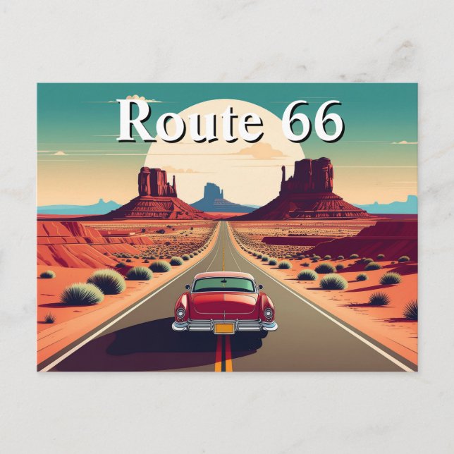 Route 66 Retro Vintage Car Wüste Travel Postkarte (Vorderseite)