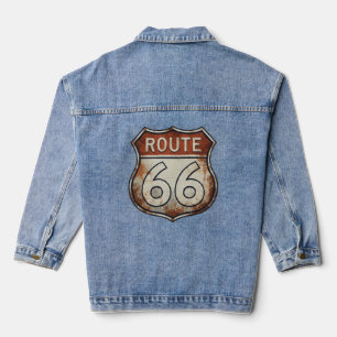 Route 66 Rostiges Straßenschild Jeansjacke