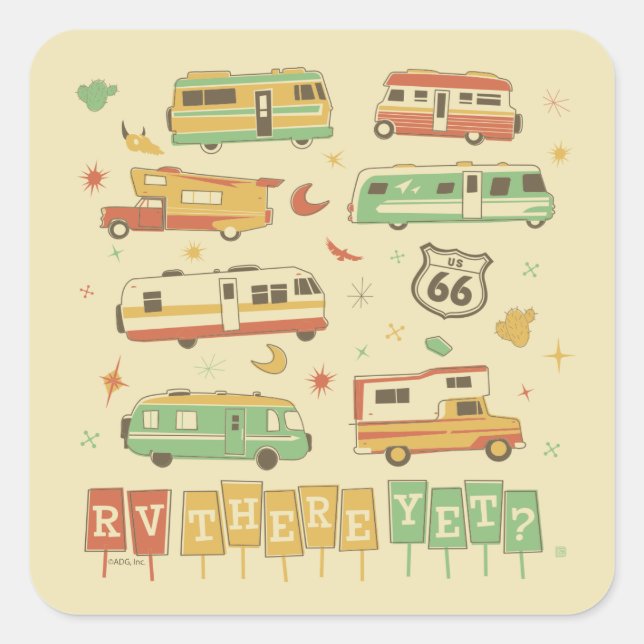 Route 66 RV Quadratischer Aufkleber (Vorderseite)
