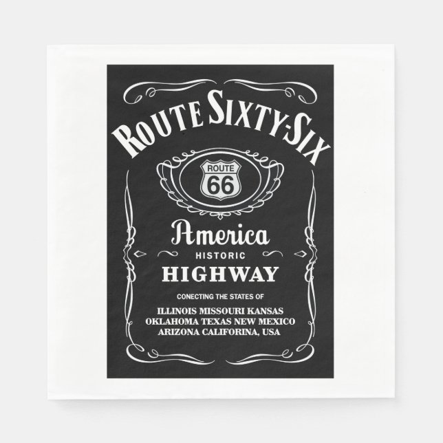 Route 66, Schwarzes Etikett Serviette (Vorderseite)