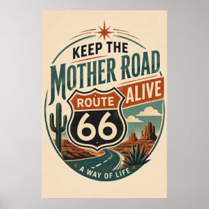 Route 66 Southwest Desert Shield Erbe Poster