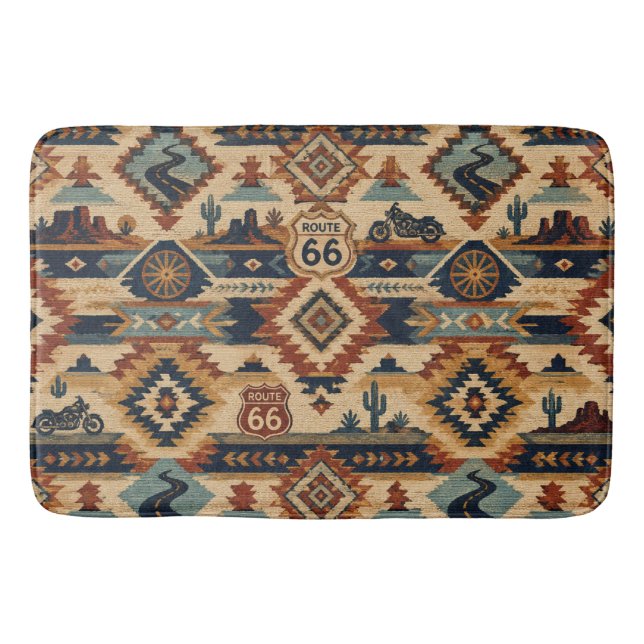 Route 66 Southwest Motorrad-Tapisserie Badematte (Vorderseite)