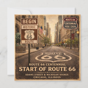 Route 66 Startlinie Chicago Begrüßung Karte