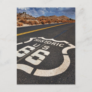 Route 66 Straßenschild USA Reise Hot Rod Postkarte