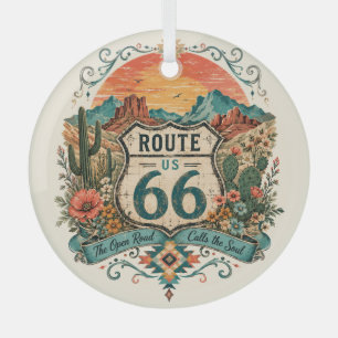 Route 66 Südwest-Sonnenaufgang-Andenken-Kunst Ornament Aus Glas