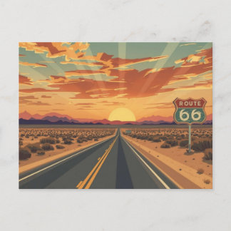 Route 66 Sunset-Wüstenstraßen-Reise-Kunst Postkarte