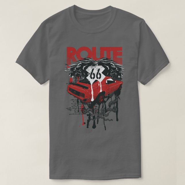 Route 66, T - Shirt-Modedruckerei T-Shirt (Design vorne)