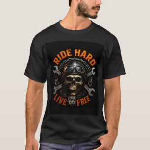 ☠️ Route 66 Totenkopf-Grafik für harte Biker 🛣️ T-Shirt