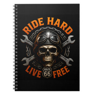 ☠️ Route 66 Totenkopf-Grafik für hartgesottene Bik Notizblock