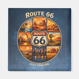 Route 66 Traumstopps Dark Blue Reise-Szenen Magnet