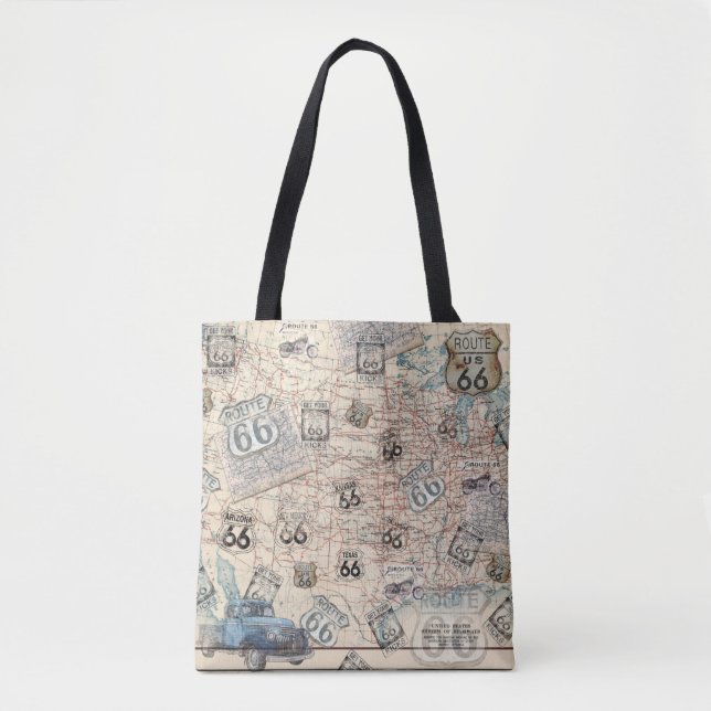 Route 66 Travel Map Tote Bag Tasche (Vorderseite)