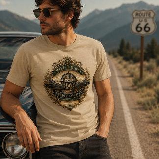 Route 66 Travel Society Vintage Kompass-Wappen Tri-Blend Shirt