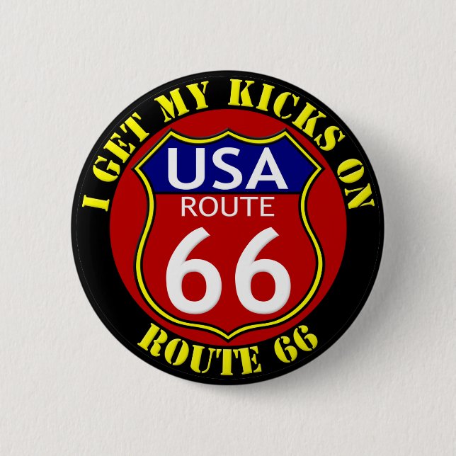 Route 66 USA I Get My Kicks on Route 66 Button (Vorderseite)