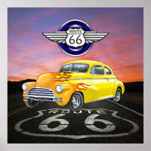 Route 66 - Vintag - Klassisches Auto - SRF Poster