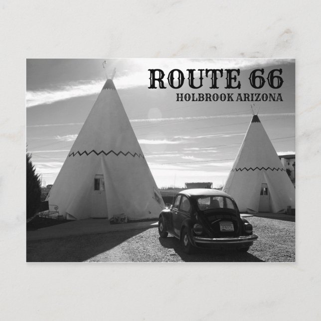 Route 66 Vintag Motel Black and White Postkarte (Vorderseite)