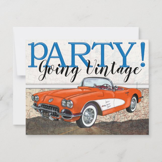 Route 66 - Vintage Cars- Einladung (Vorderseite)