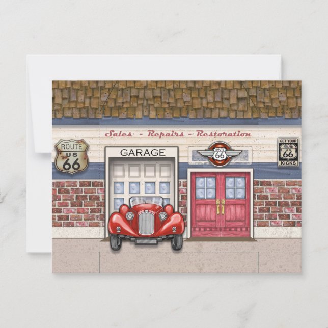 Route 66 - Vintage Cars- Einladung (Vorderseite)