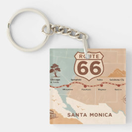 Route 66 Vintage Map with Historic Cities Schlüsselanhänger