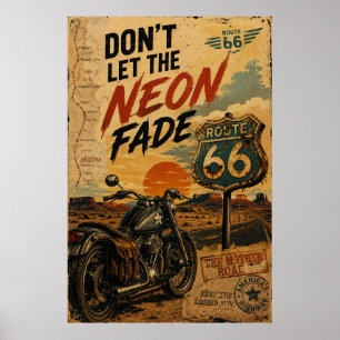 Route 66 Vintage-Motorrad-Americana-Wandkunst Poster