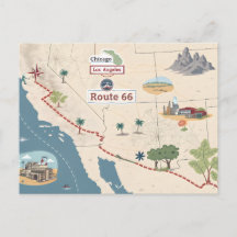 Route 66 Vintage-Reisekarte Illustration