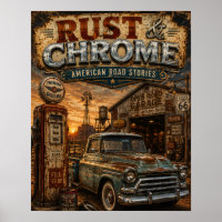Route 66 Vintage-Rost-und-Chrom-LKW-Garage