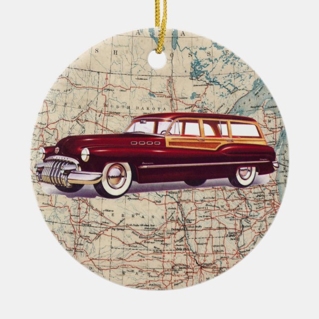 Route 66 Vintages Auto - SRF Keramikornament (Vorne)
