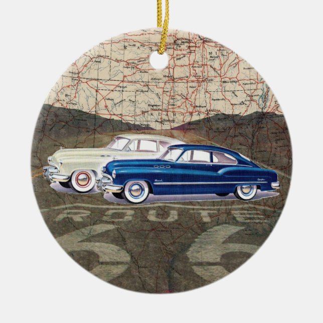 Route 66 Vintages Auto - SRF Keramikornament (Vorne)