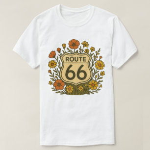 Route 66 Vintages Blumendesign T-Shirt