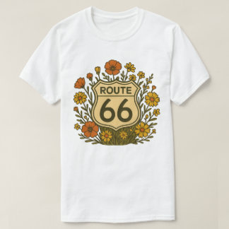 Route 66 Vintages Blumendesign T-Shirt