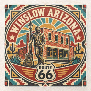 Route 66 Winslow Arizona Retro-Südwesten Americana Glasuntersetzer