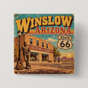 Route 66 Winslow Arizona Vintage Hauptstraße Button
