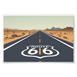 Route 66 Wüstenstraße Vintage-Reise Kunst Fotodruck