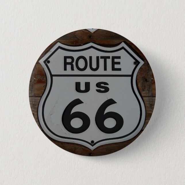 Route 66 Zeichen rustikales Retro Button (Vorderseite)