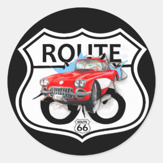 Route 66 Zeichengeschenke Runder Aufkleber