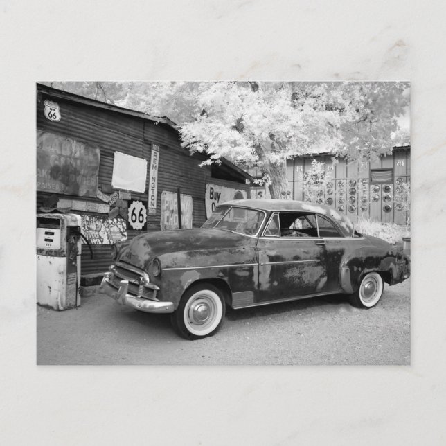 Route 66 zwischen Schwarz und Weiß Postkarte (Vorderseite)