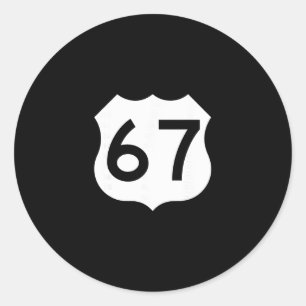 Route 67 Schild Meme Six Seven 1 Runder Aufkleber