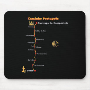Route Caminho Português De Santiago Etappen Camino Mousepad