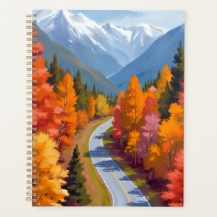 Route d'automne Aquarelle de feuillage d'automne
