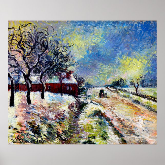 Route Enneigée avec maison, environment d'Éragny 1 Poster (Vorne)