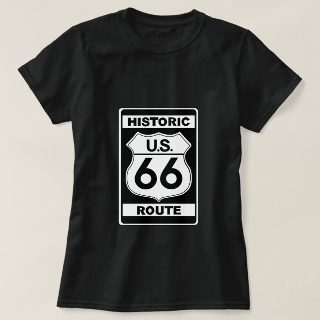 Route historique 66 T-shirt Dames Noir (Design devant)