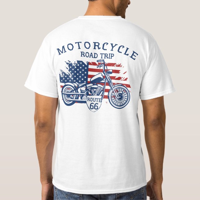 Route Moto Route 66 États-Unis Drapeau T-shirt (Dos)