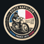 Route Napoleon | Frankreich | Motorrad Magnet<br><div class="desc">Route Napoleon in einem Vintagen,  bedrückten Stil-Emblem. Es ist eine berühmte Straße folgt dem Weg von Napoleon in seiner Flucht von Elba nach Grenoble im Jahr 1815.</div>