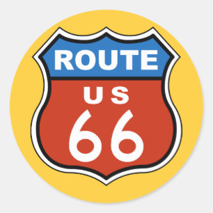 Route US 66 Runder Aufkleber